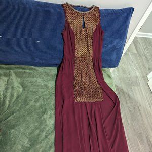 Semi Formal Burgundy and Gold Mini Dress